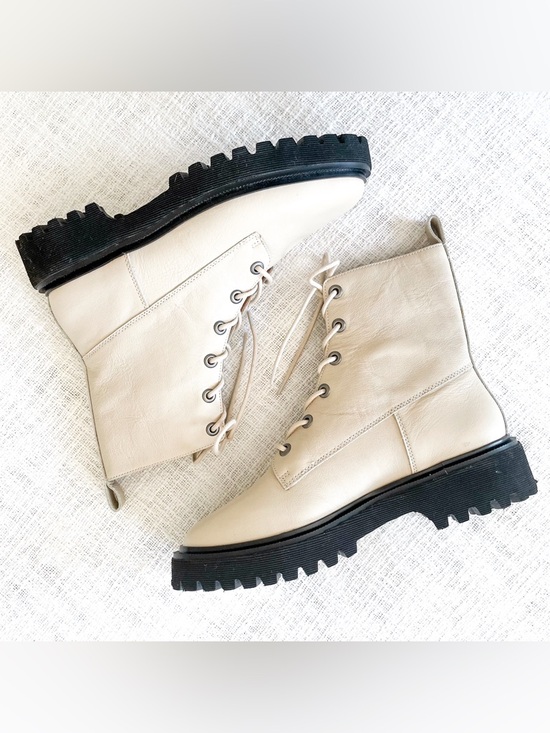 Madewell ivory leather combat boots. - Picture 8 of 13